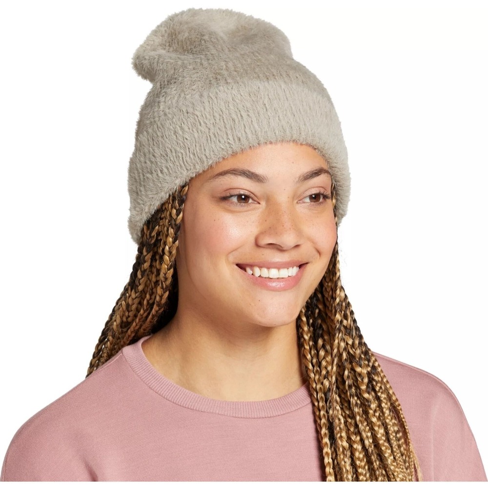 Alpine Design Women's Fuzzy Rib Beanie, Taupe Gray Winter NWT 25567